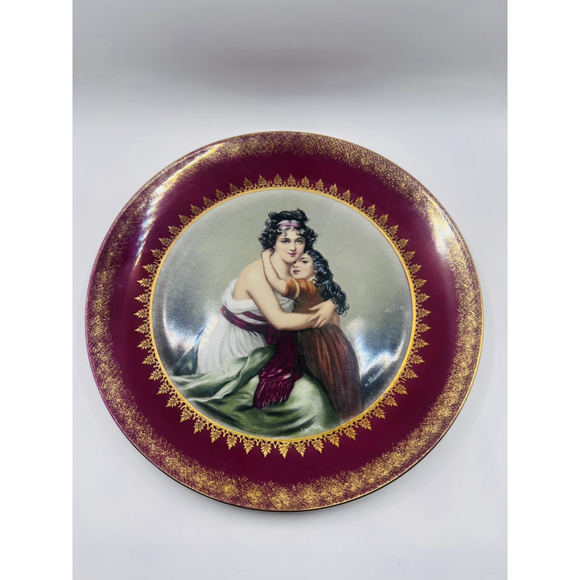 IMPERIAL Germany Antique Porcelain Portrait Plate Vigee LeBrun Mother & Child - Picture 2 of 5